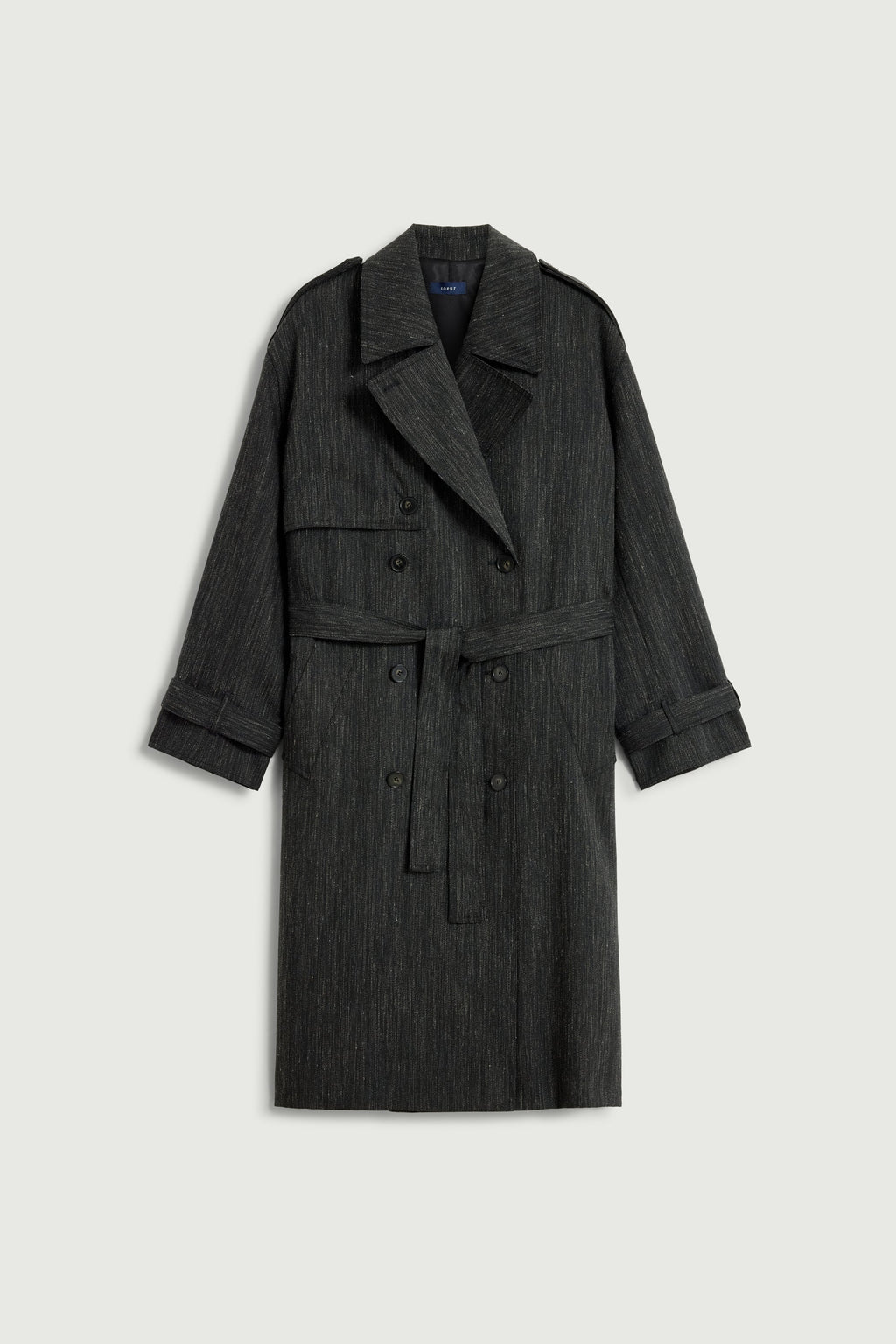 Trench déperlant en toile de laine chinée