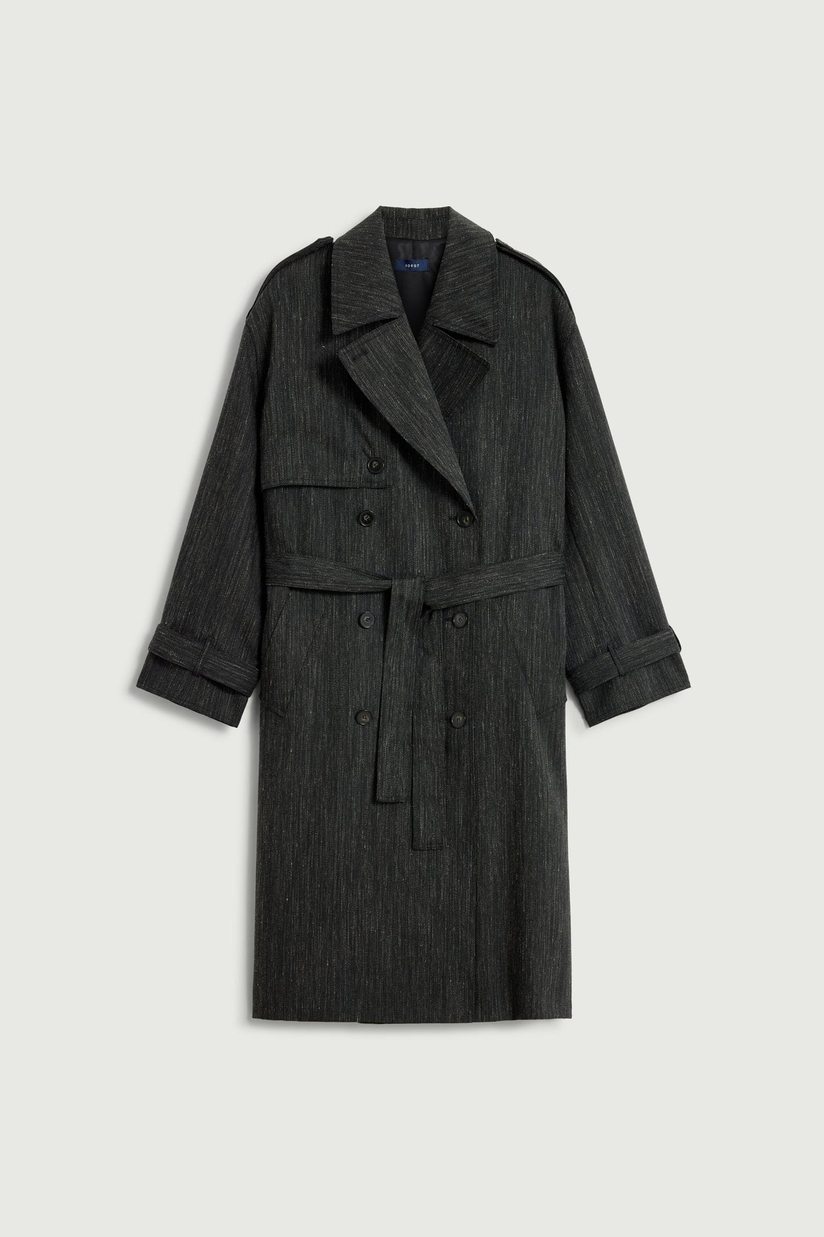 Trench déperlant en toile de laine chinée