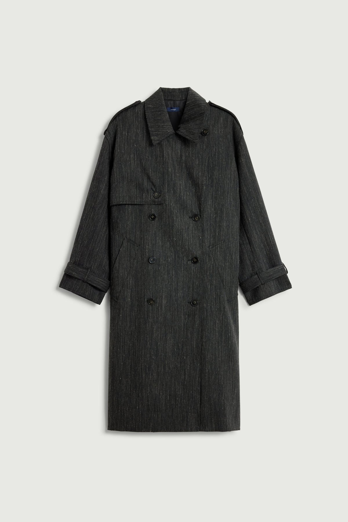 Trench déperlant en toile de laine chinée