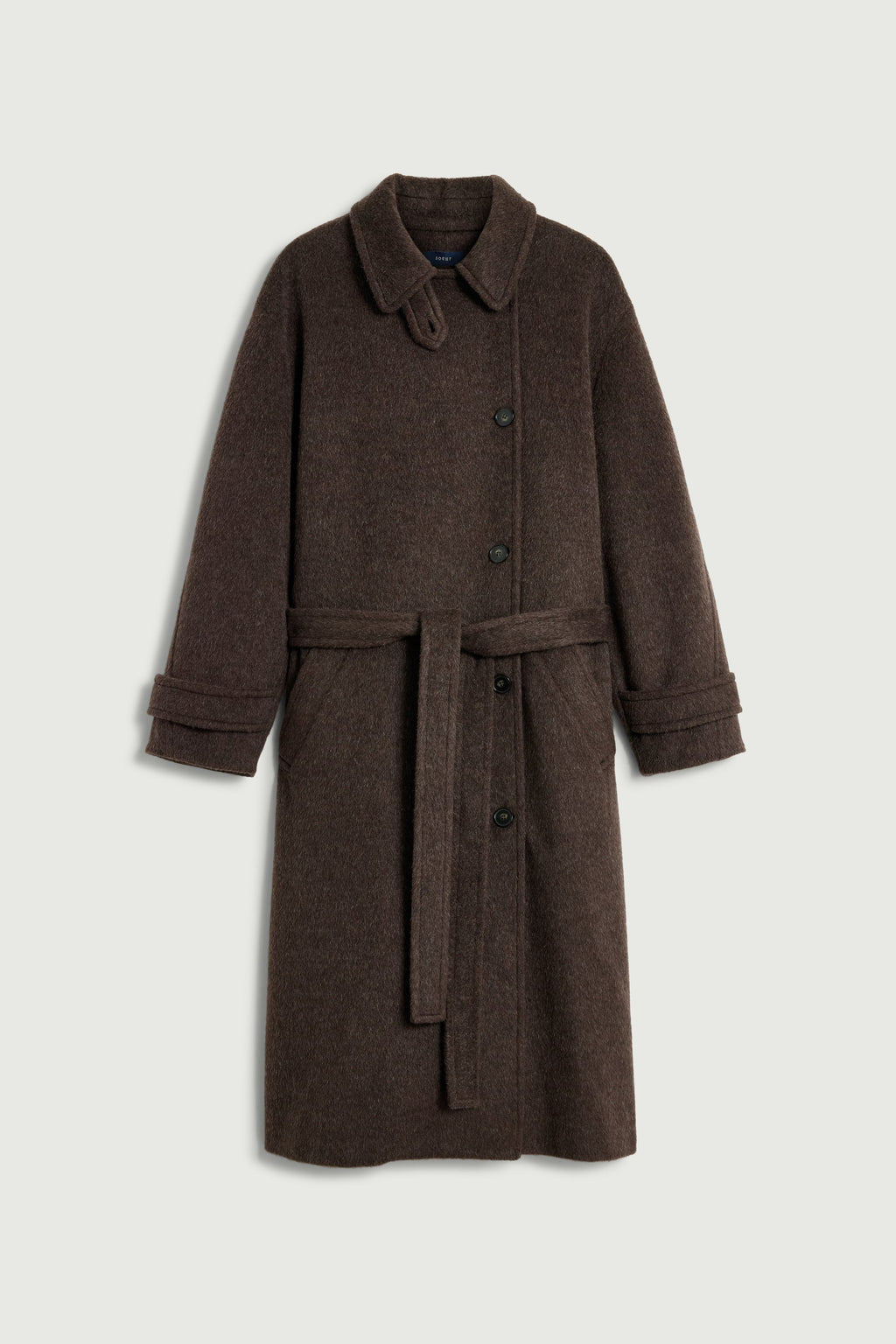 Manteau à ceinture basse en laine grattée
