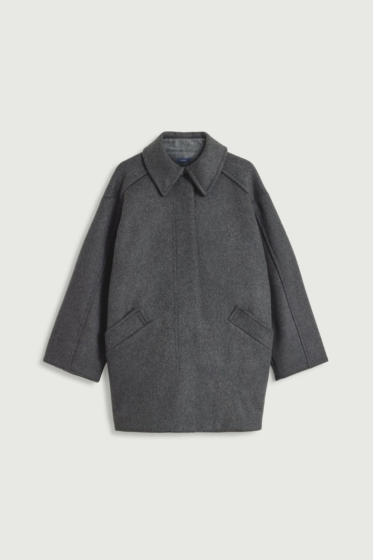 Manteau oversize court en drap de laine