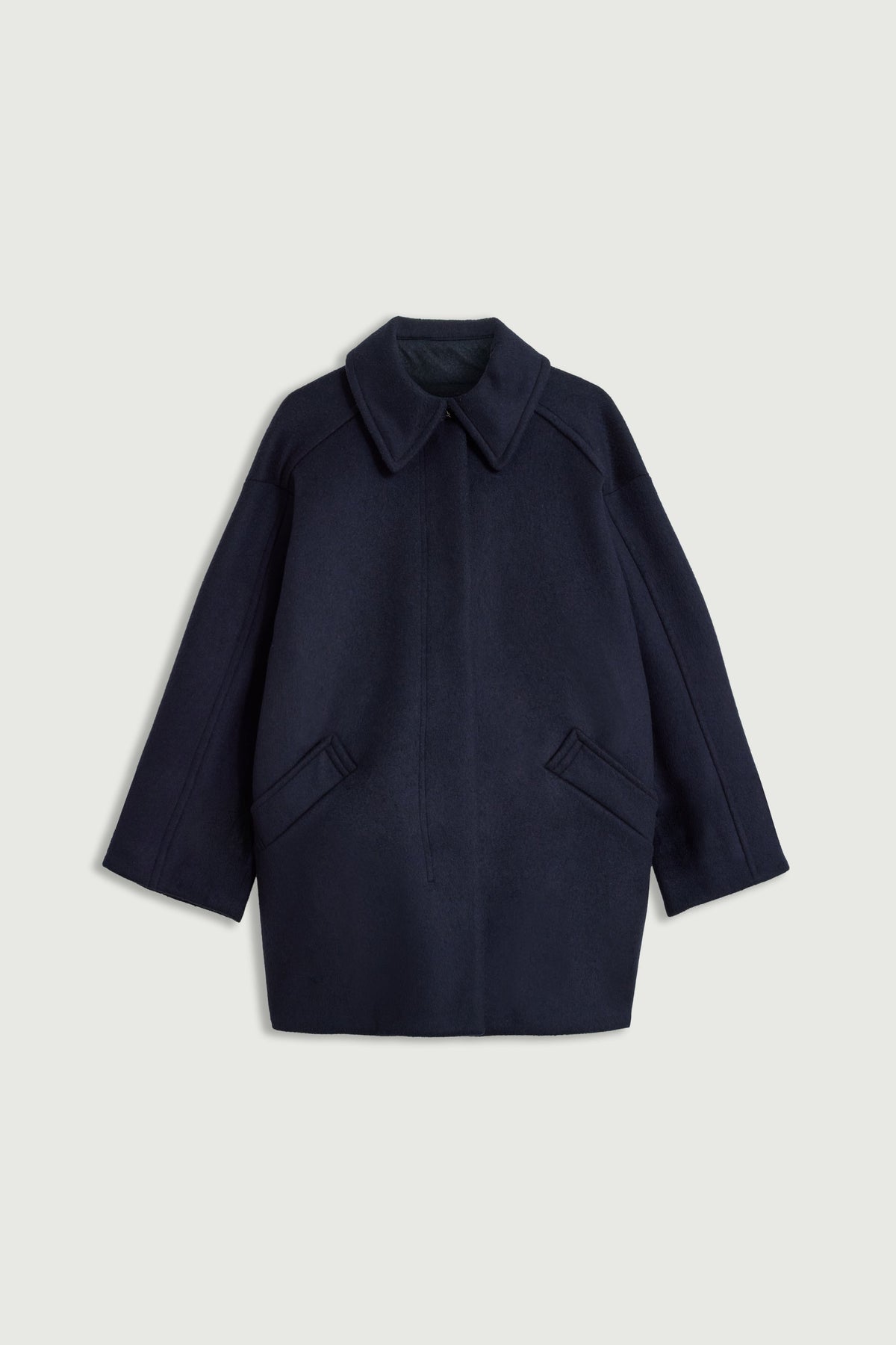 Manteau court oversize en drap de laine