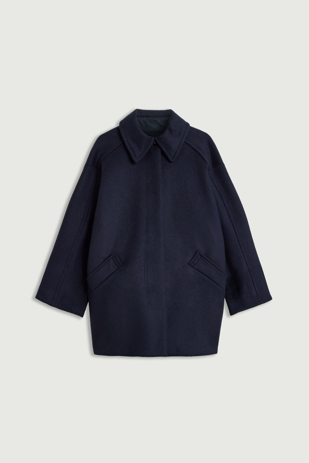 Manteau oversize court en drap de laine