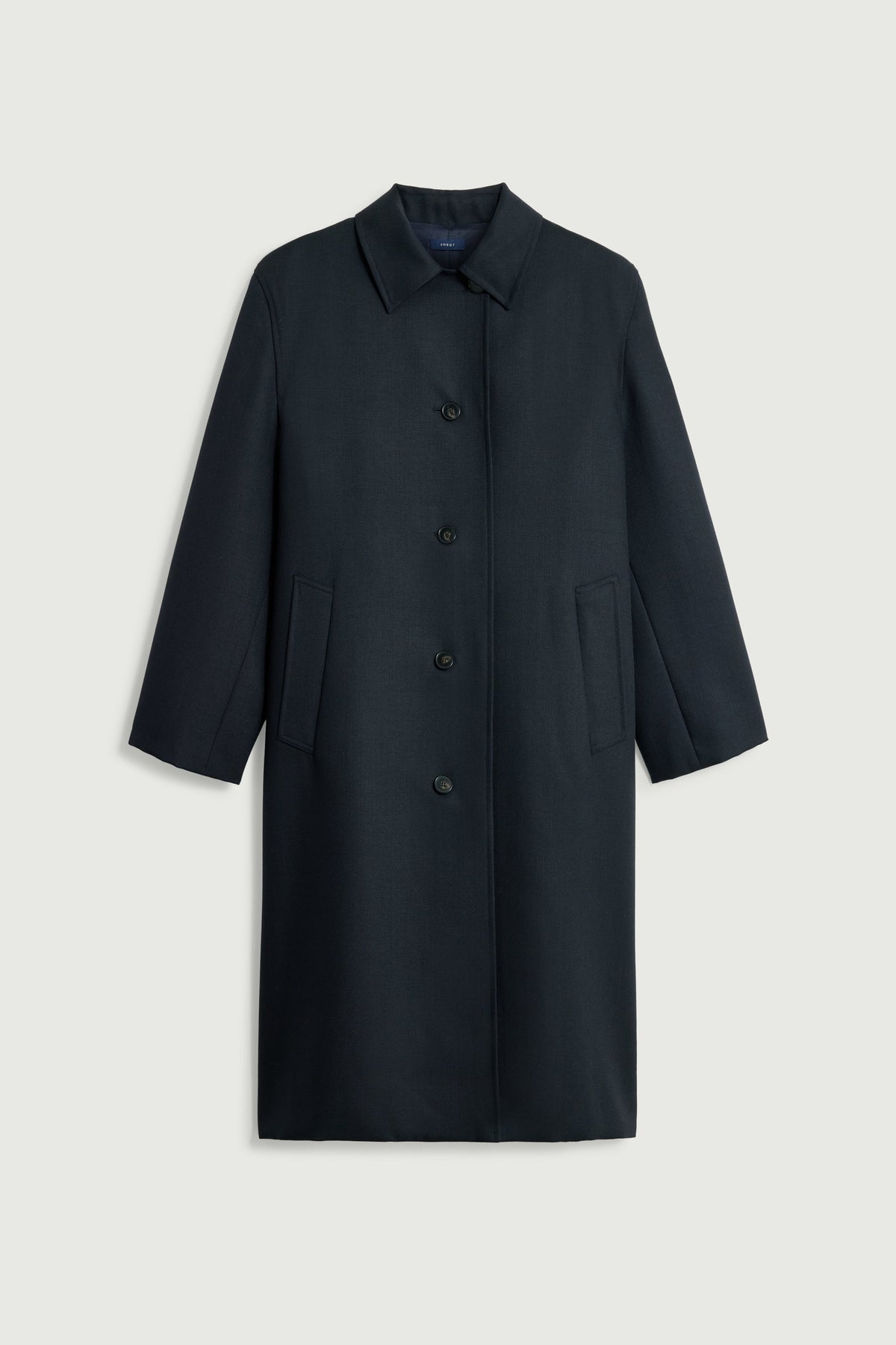 Manteau droit en toile de laine vierge