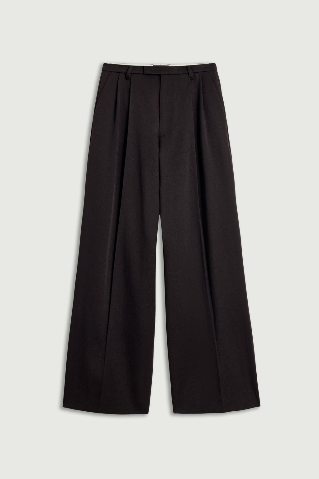 Pantalon large à pinces en gabardine de laine