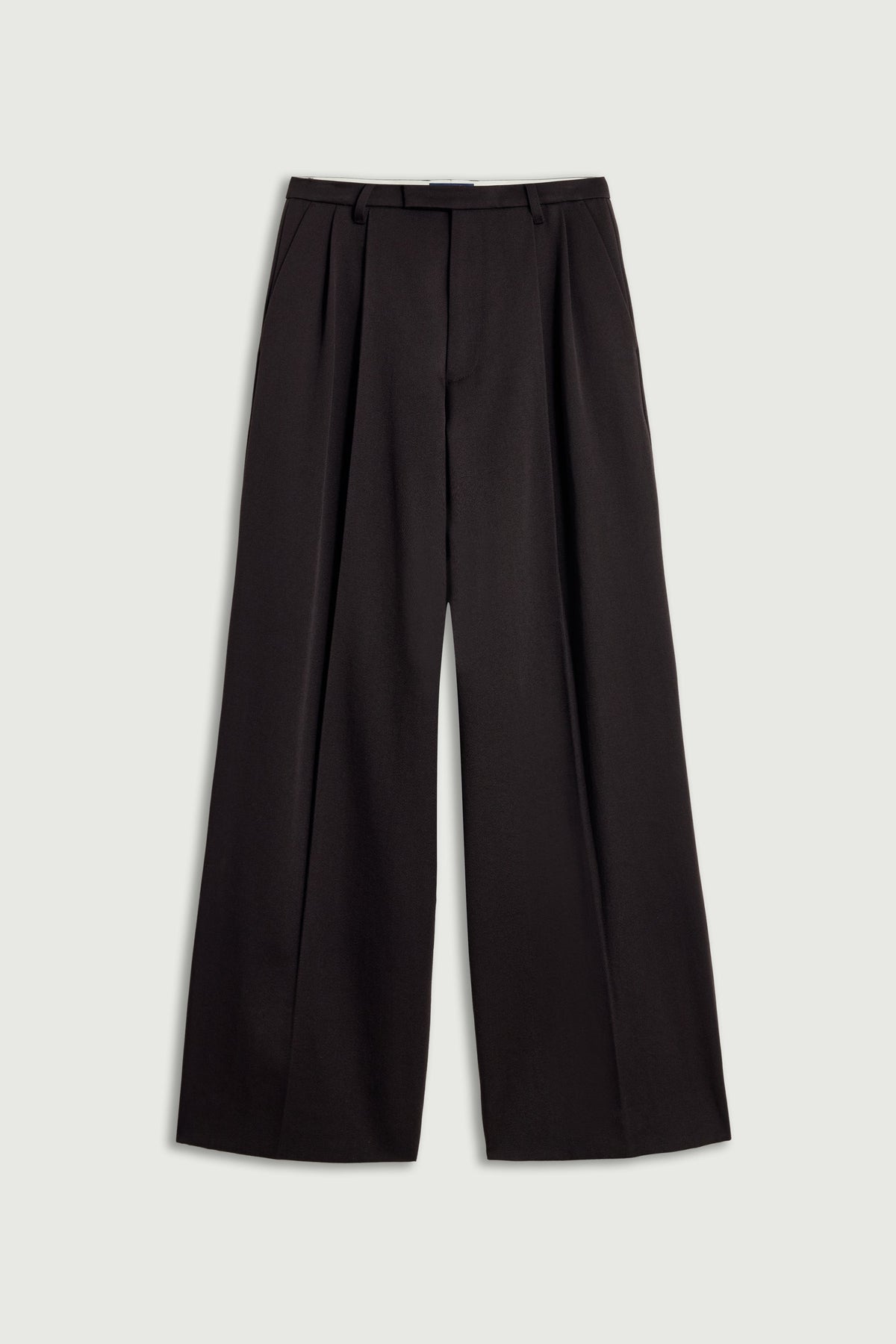 Pantalon large à pinces en gabardine de laine