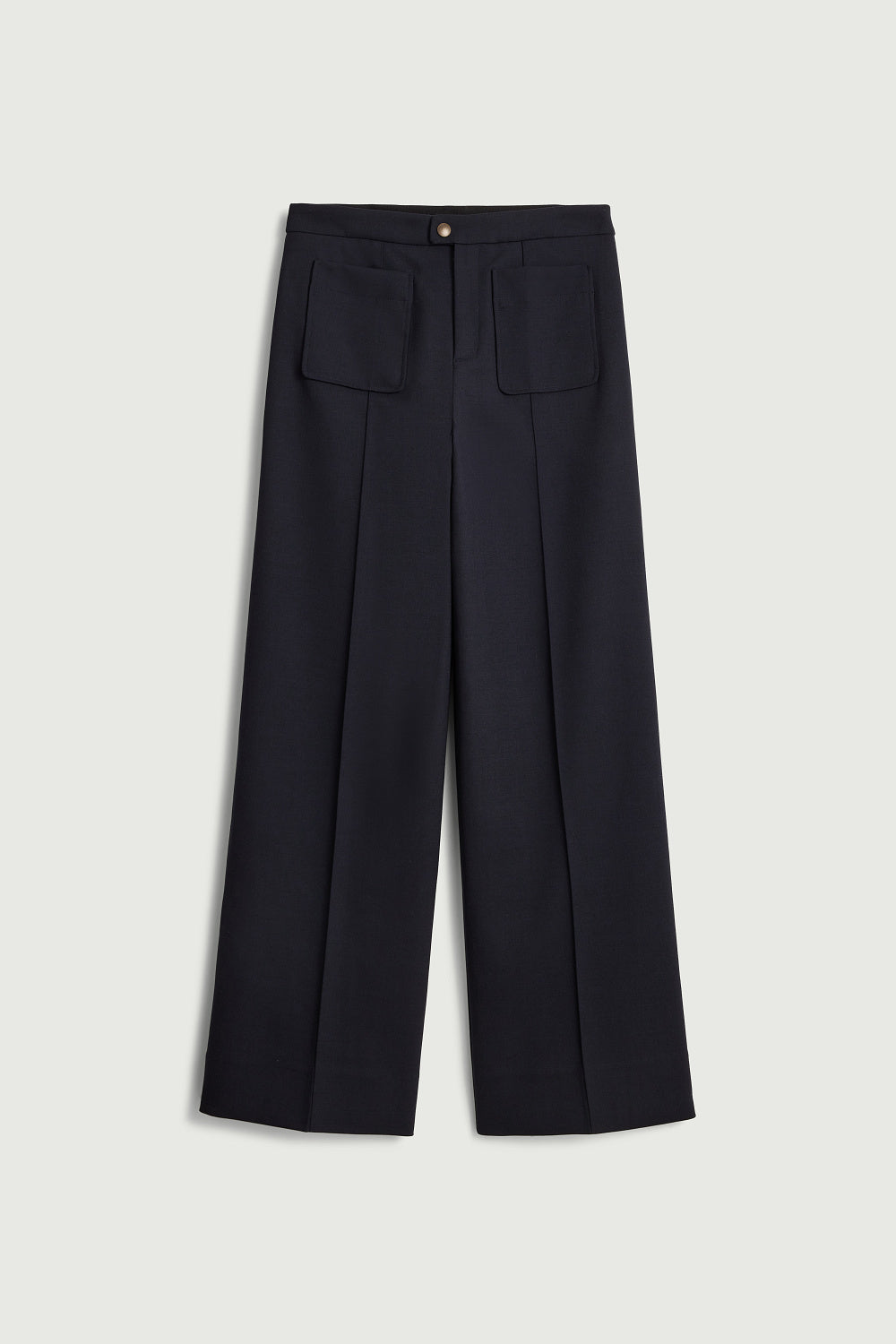 Pantalon droit légèrement évasé en laine