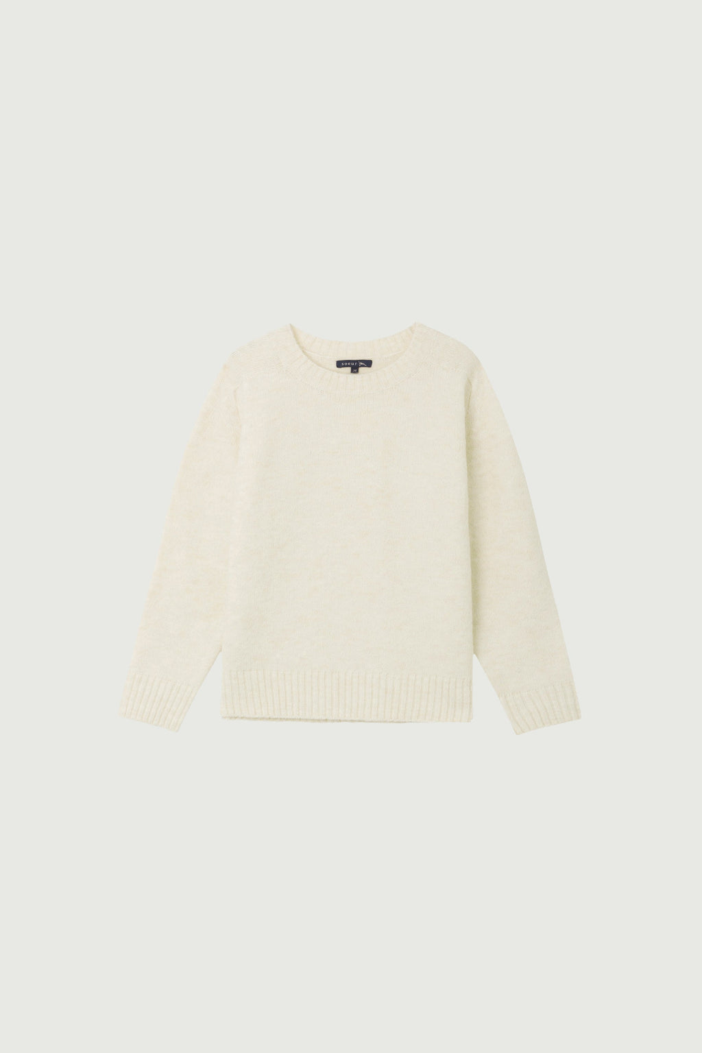 Pull à col rond en laine et alpaga