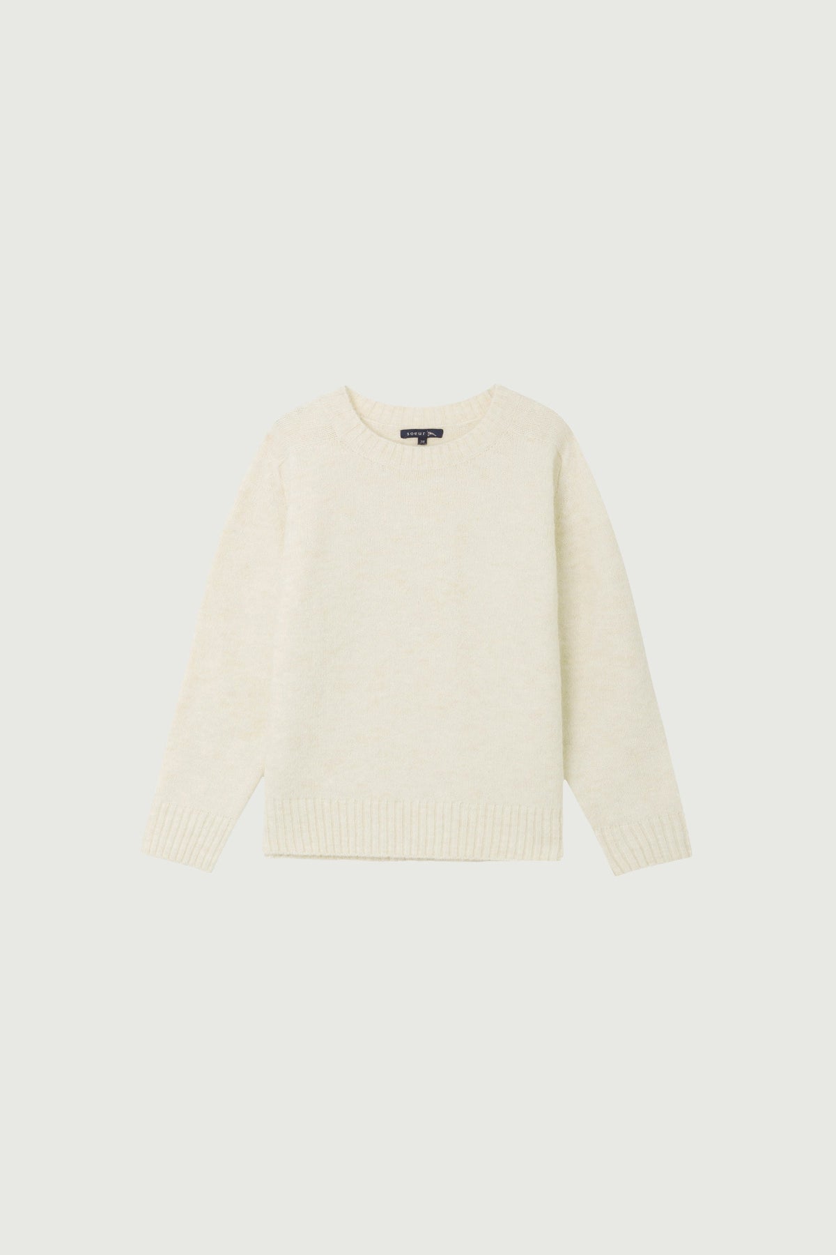 Pull à col rond en laine et alpaga