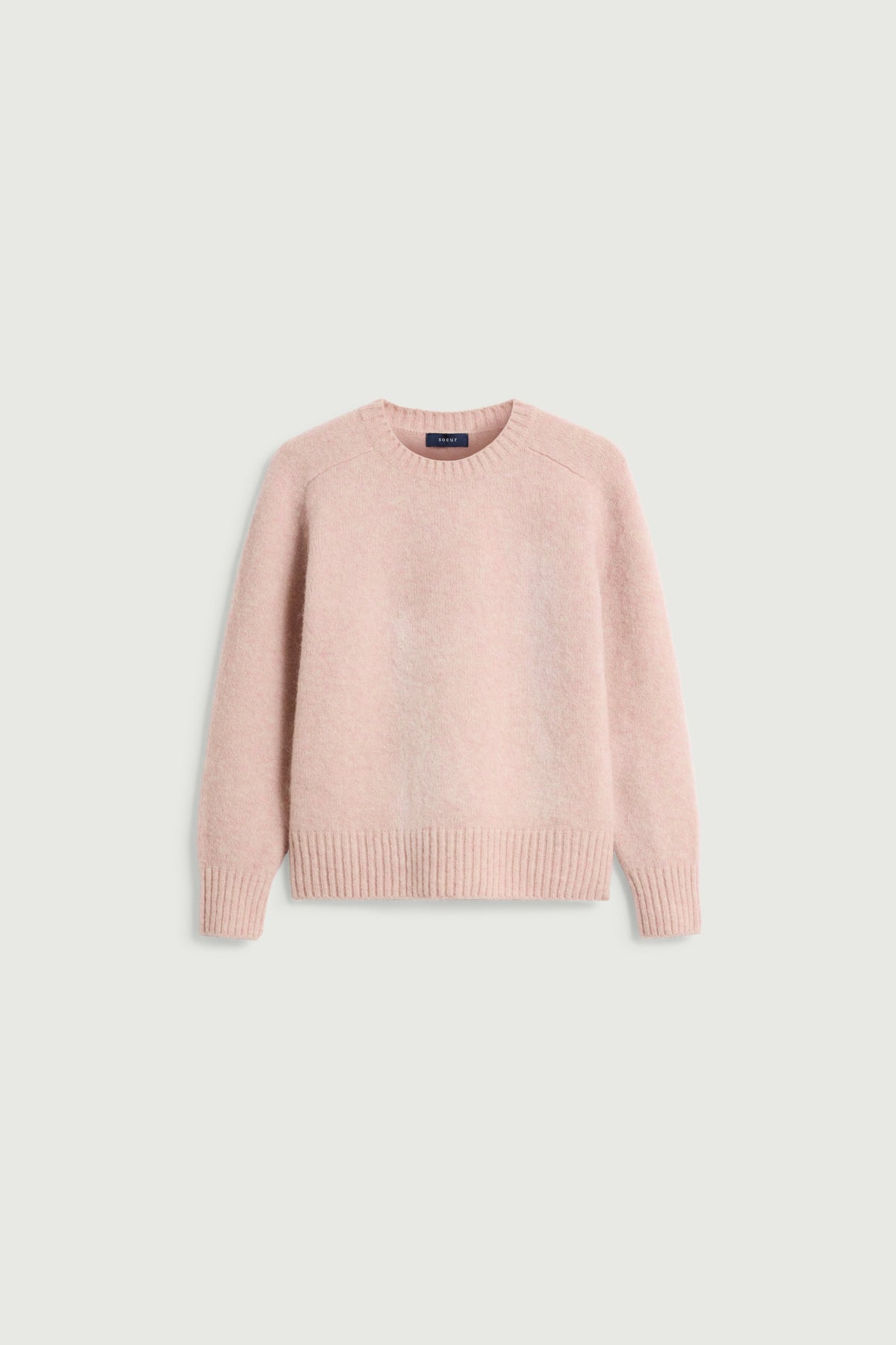 Pull à col rond en laine et alpaga