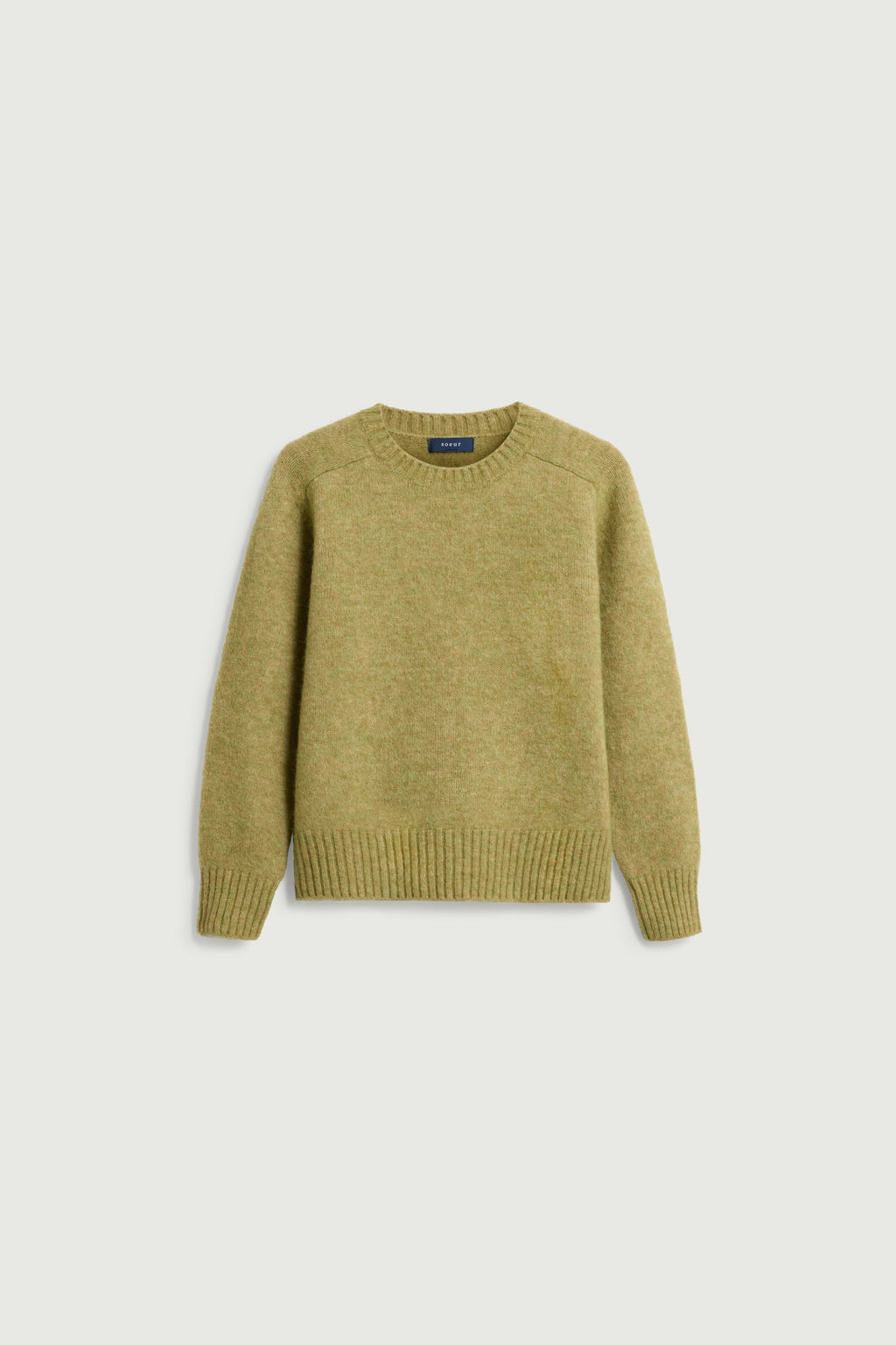 Pull à col rond en laine et alpaga