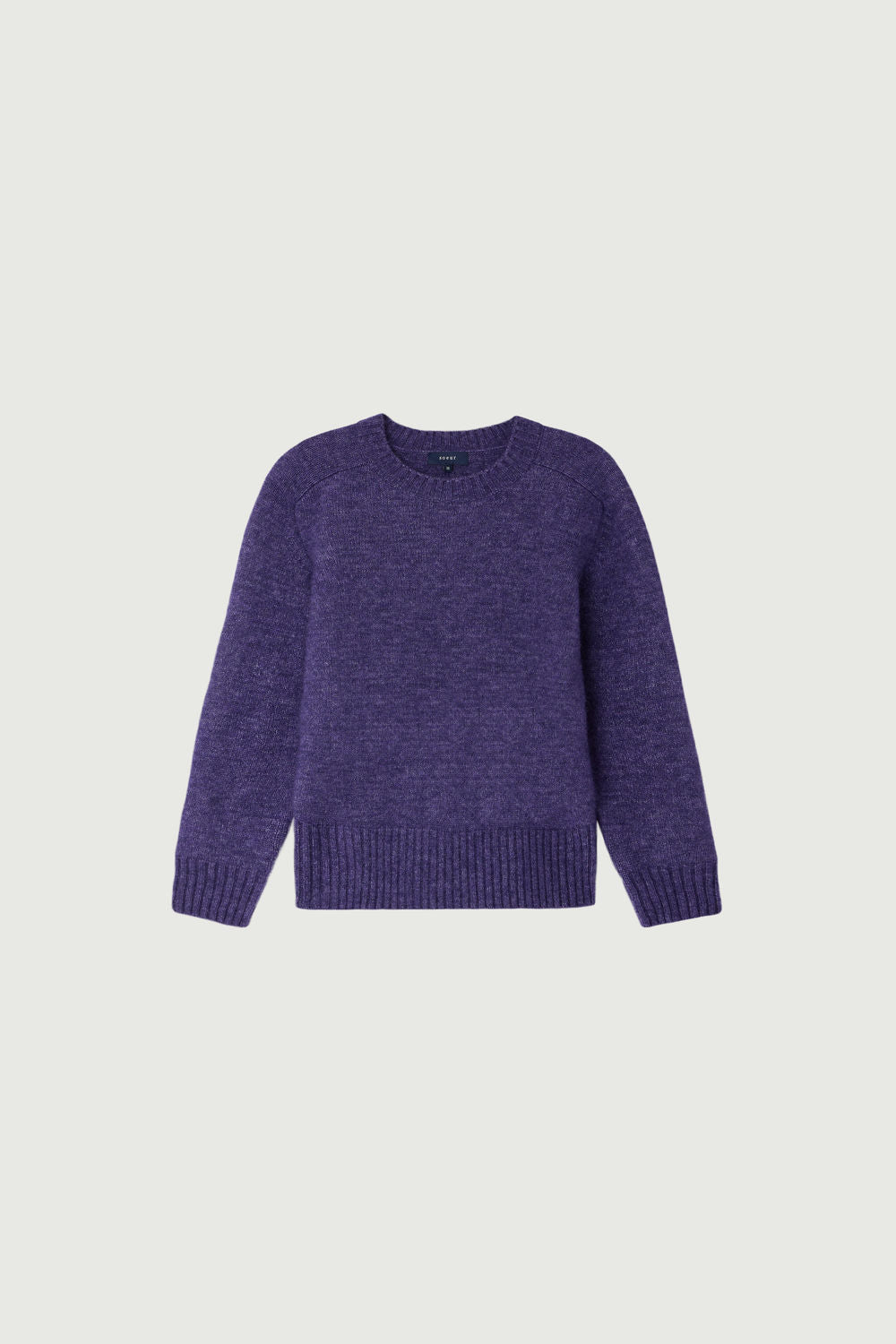 Pull à col rond en laine et alpaga