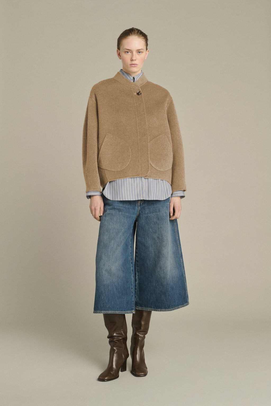 Manteau boxy en laine double face
