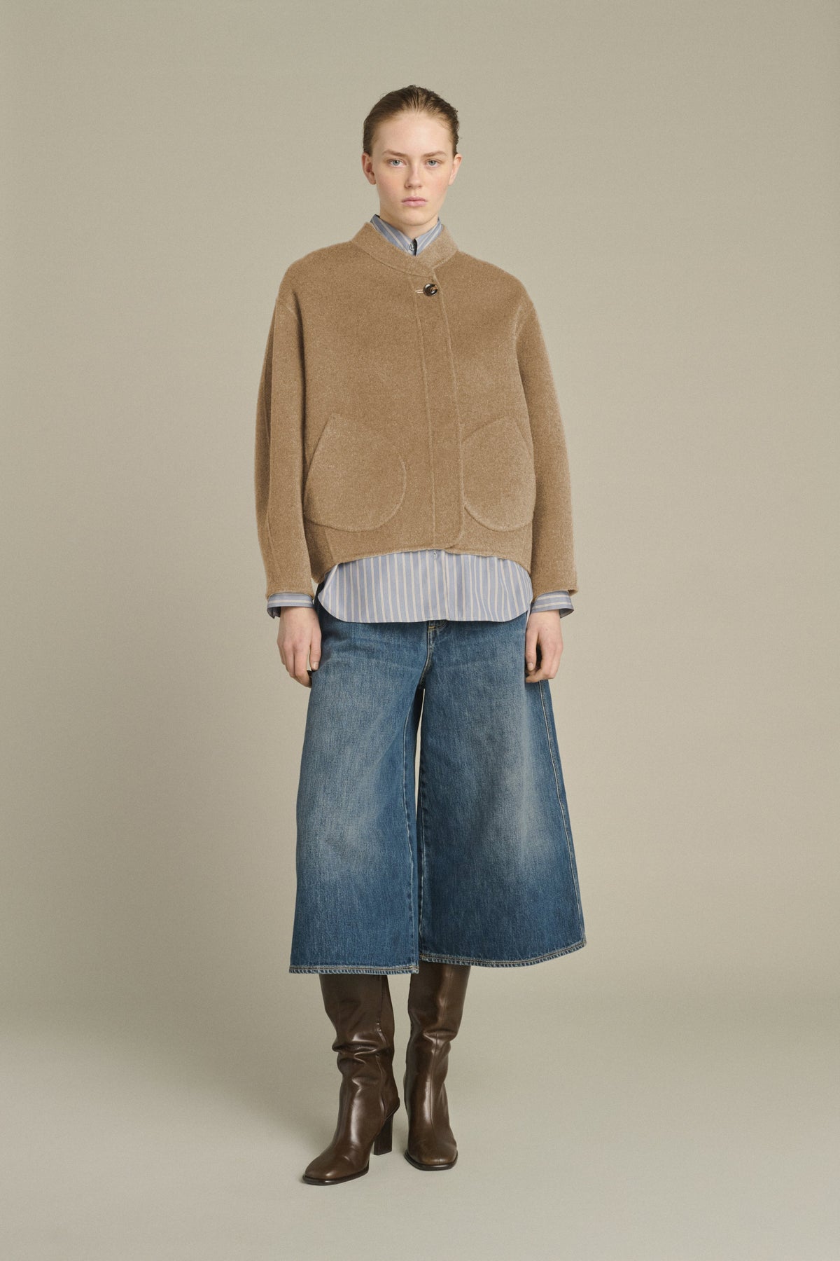 Manteau boxy en laine double face