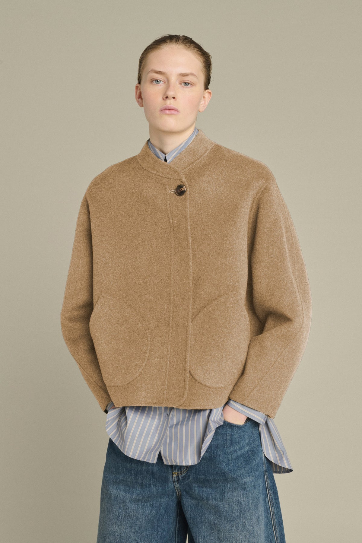Veste boxy en cachemire double face