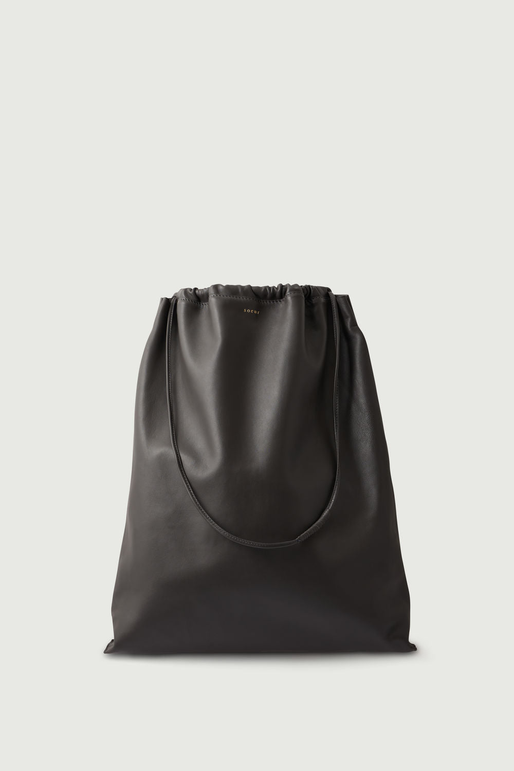 Sac froncé en croûte de cuir