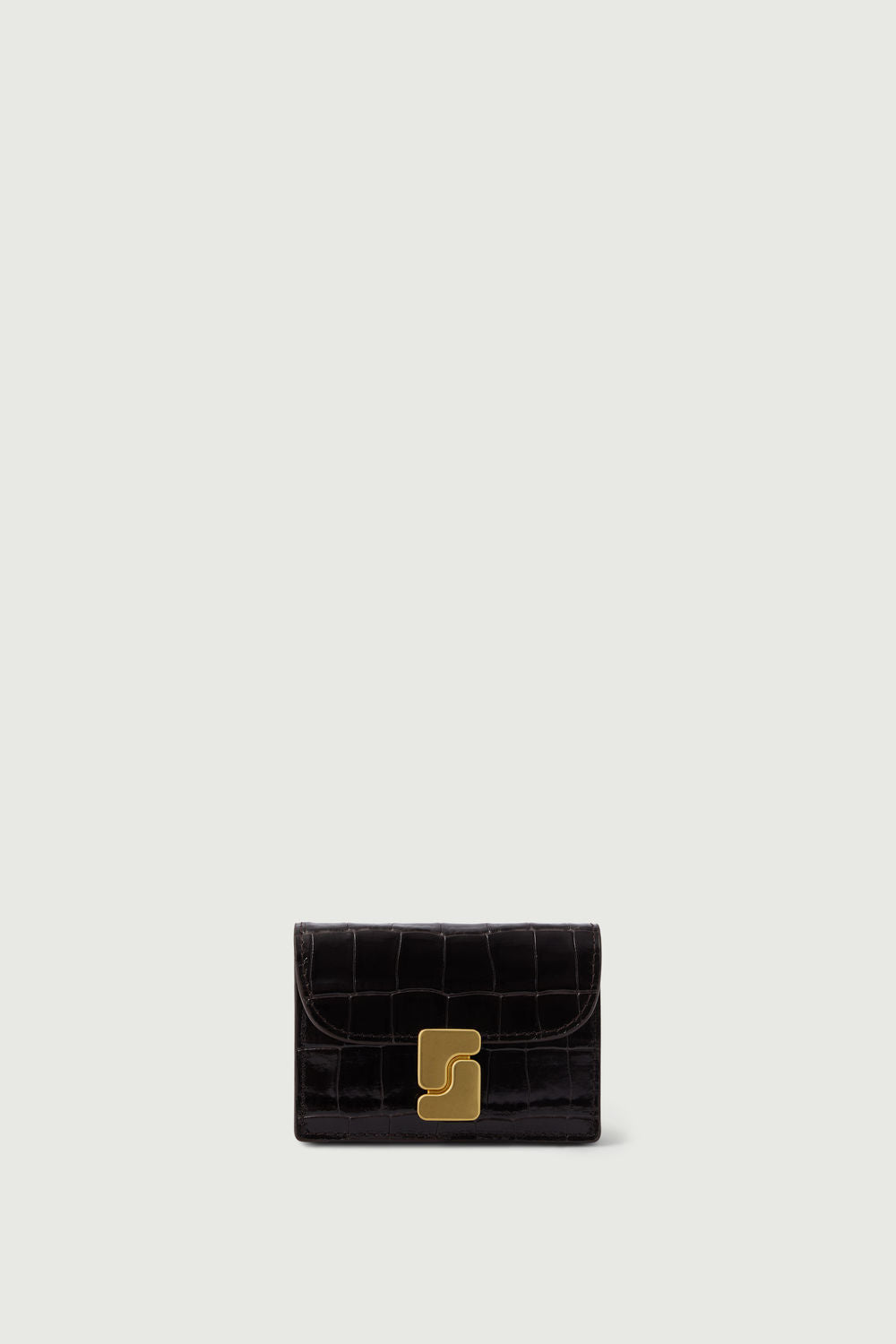 Porte-cartes à rabat en cuir effet croco