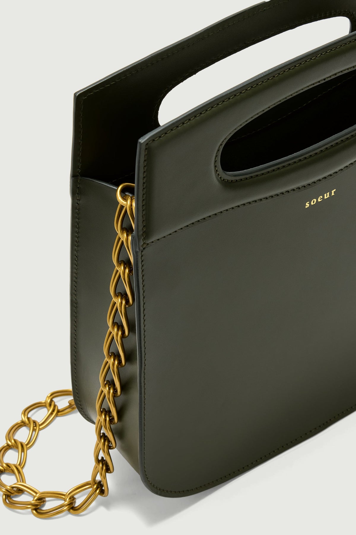 Sac bi-matière en croûte de cuir