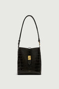 Petit sac seau à boucle S en cuir effet croco