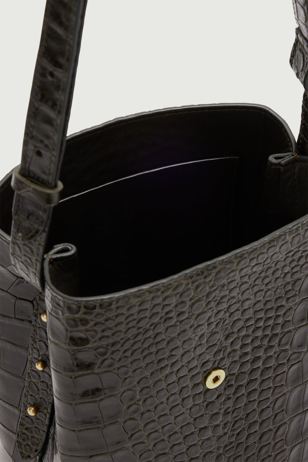 Petit sac seau à boucle S en croûte de cuir