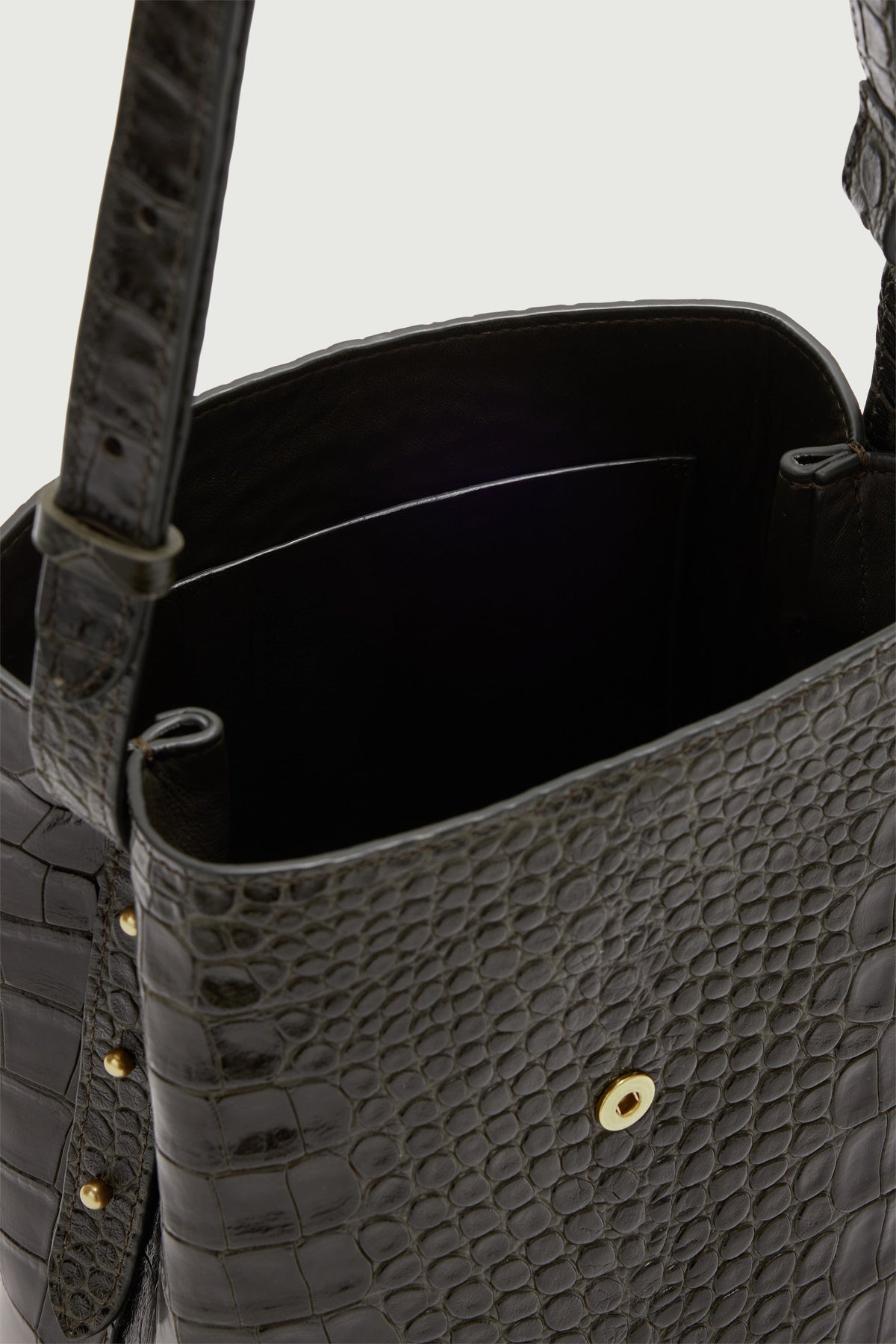 Petit sac seau à boucle S en croûte de cuir