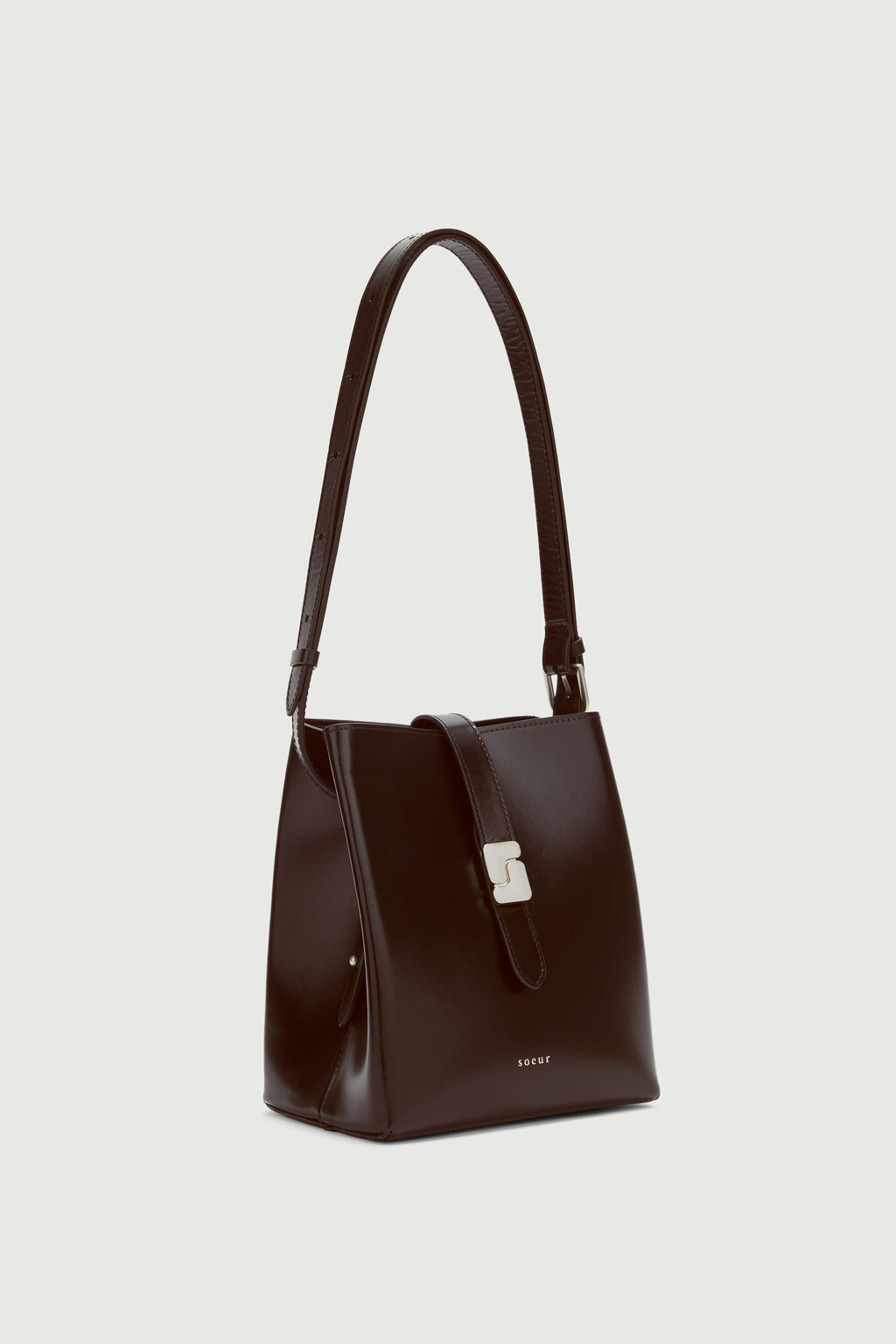 Petit sac seau à boucle S en cuir effet croco