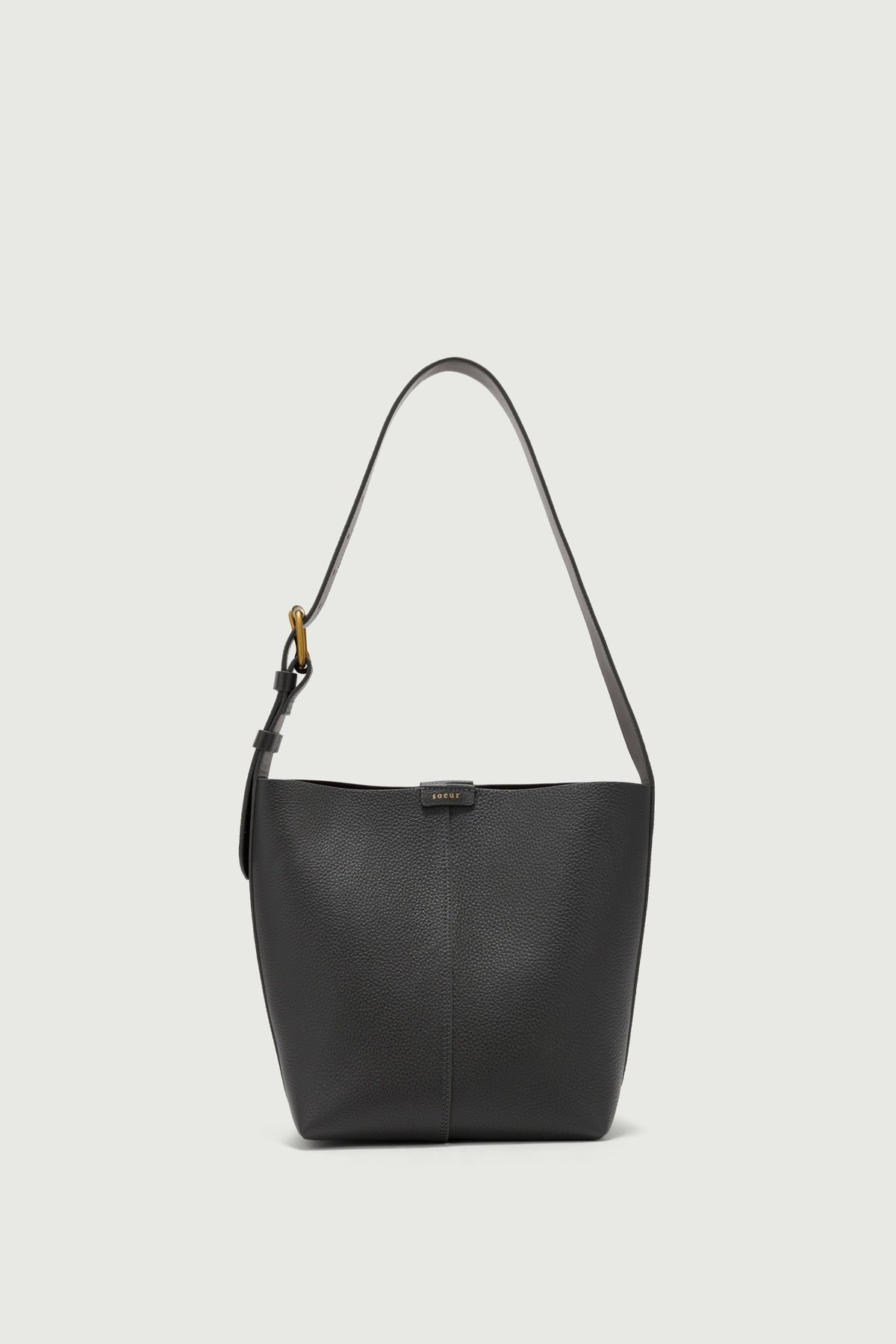 Petit sac seau en cuir grainé