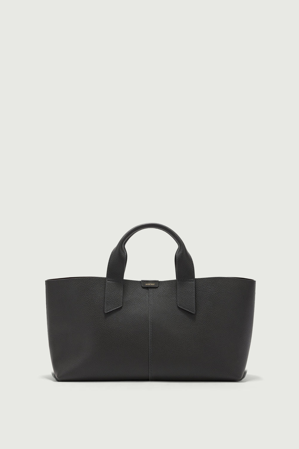 Sac cabas allongé en cuir grainé