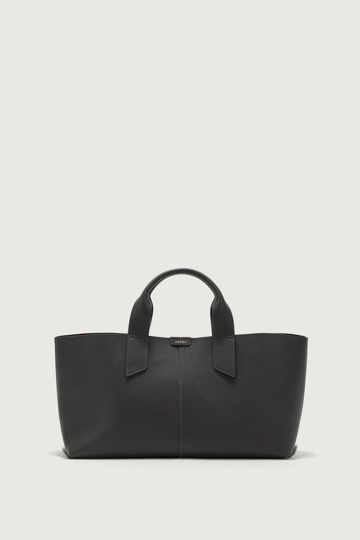 Sac cabas allongé en cuir grainé