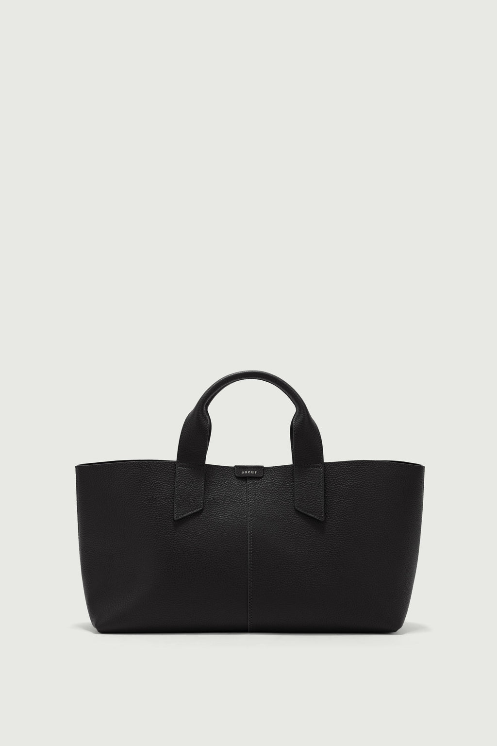 Sac cabas allongé en cuir grainé