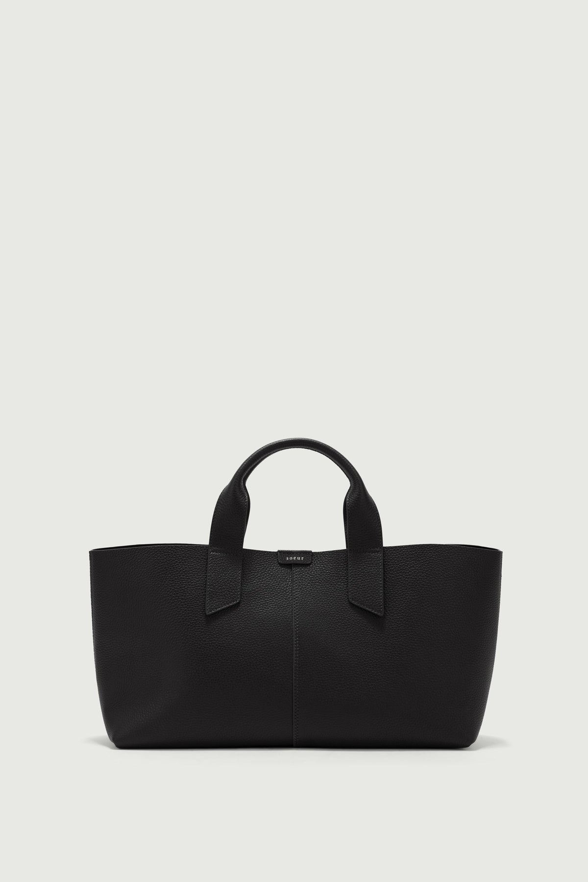 Sac cabas allongé en cuir grainé