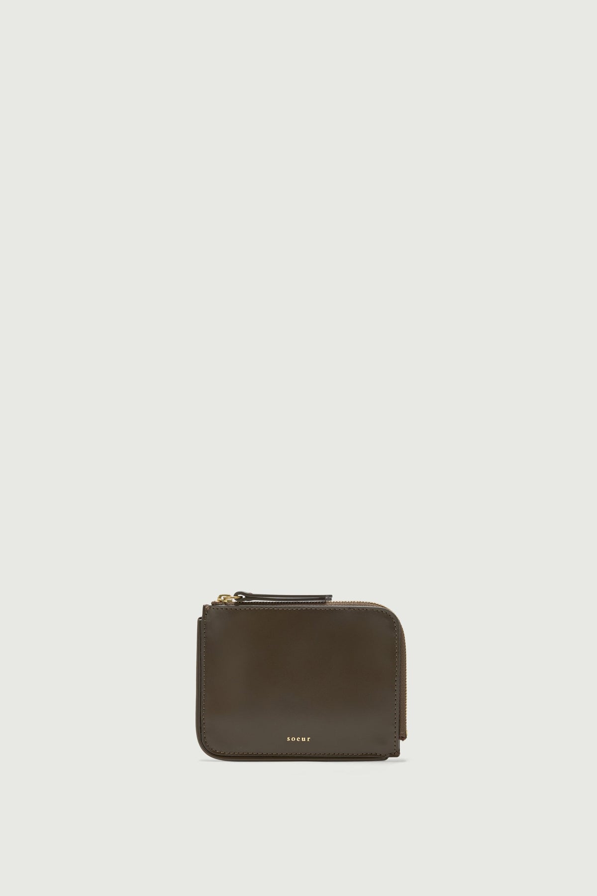 Petit portefeuille zippé en cuir box