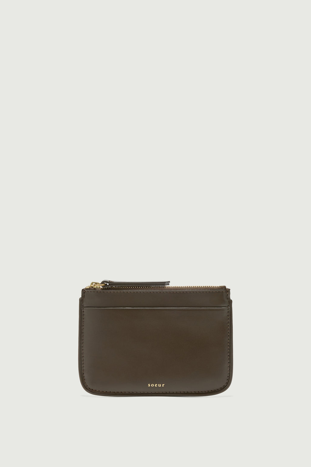 Petite pochette zippée en cuir box