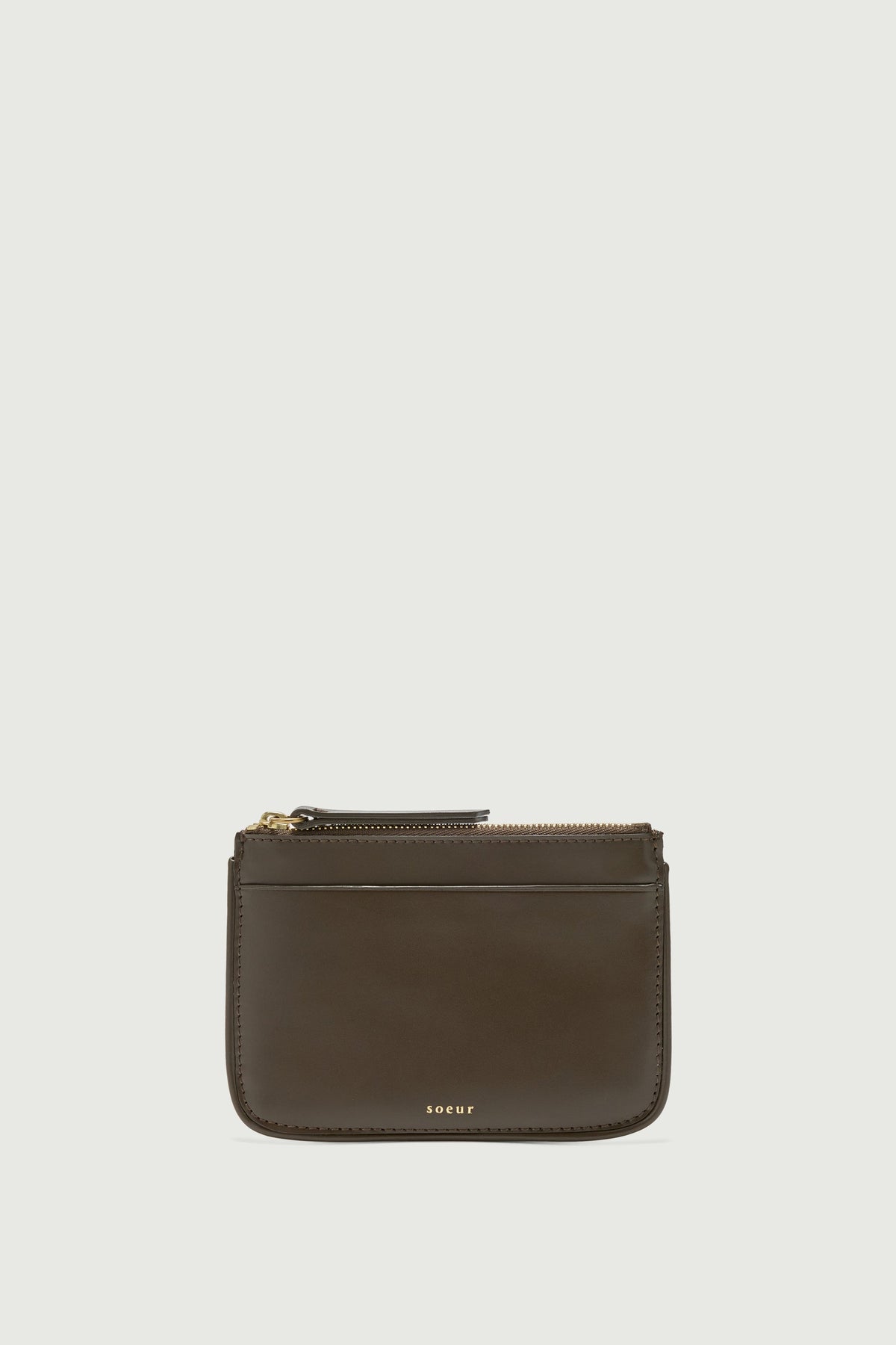 Petite pochette zippée en cuir box