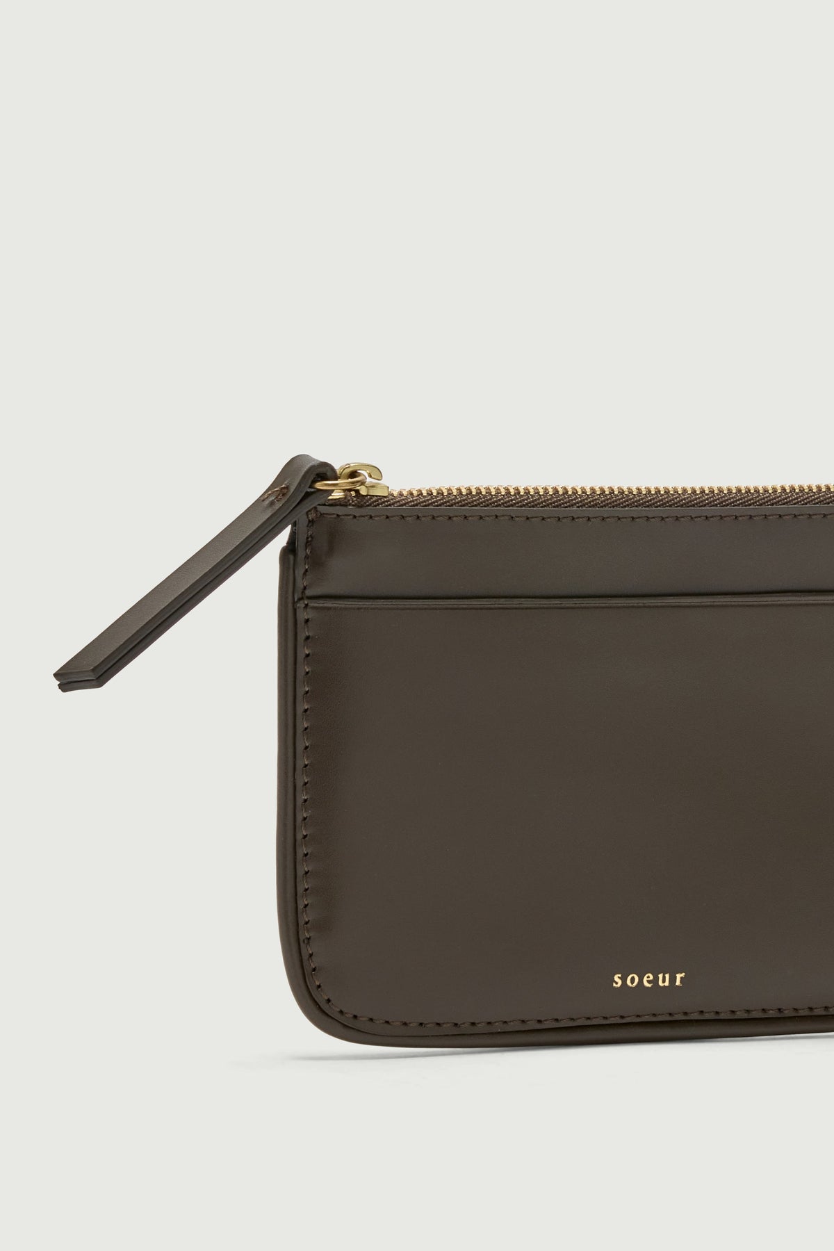 Petite pochette zippée en cuir box
