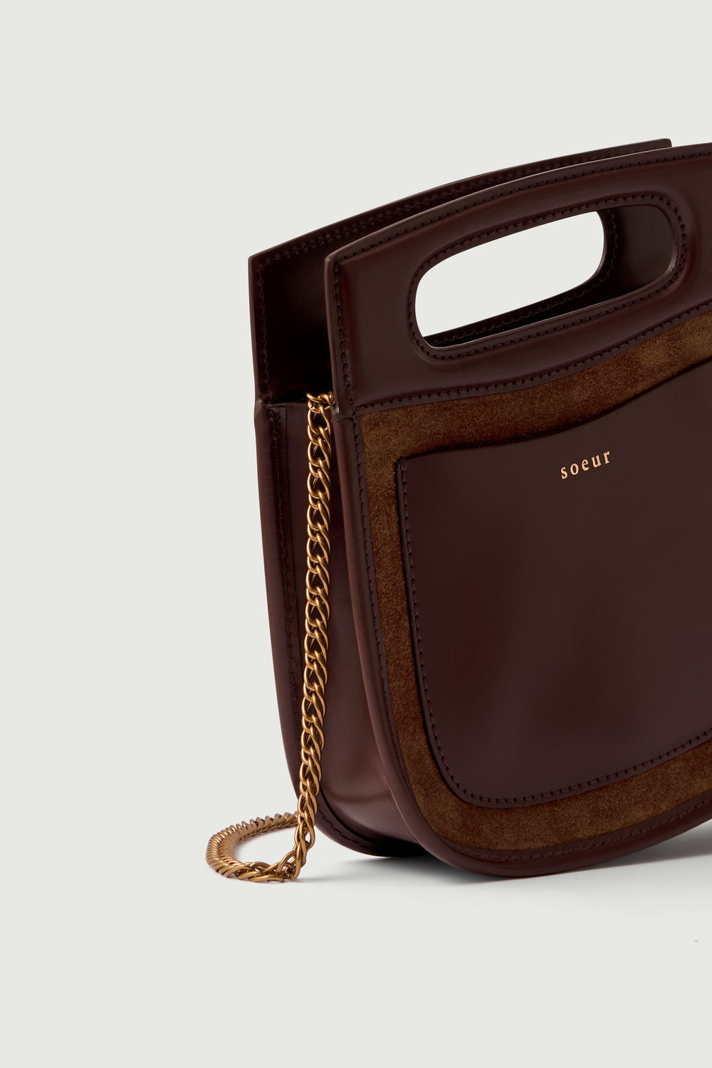 Sac bi-matière en croûte de cuir