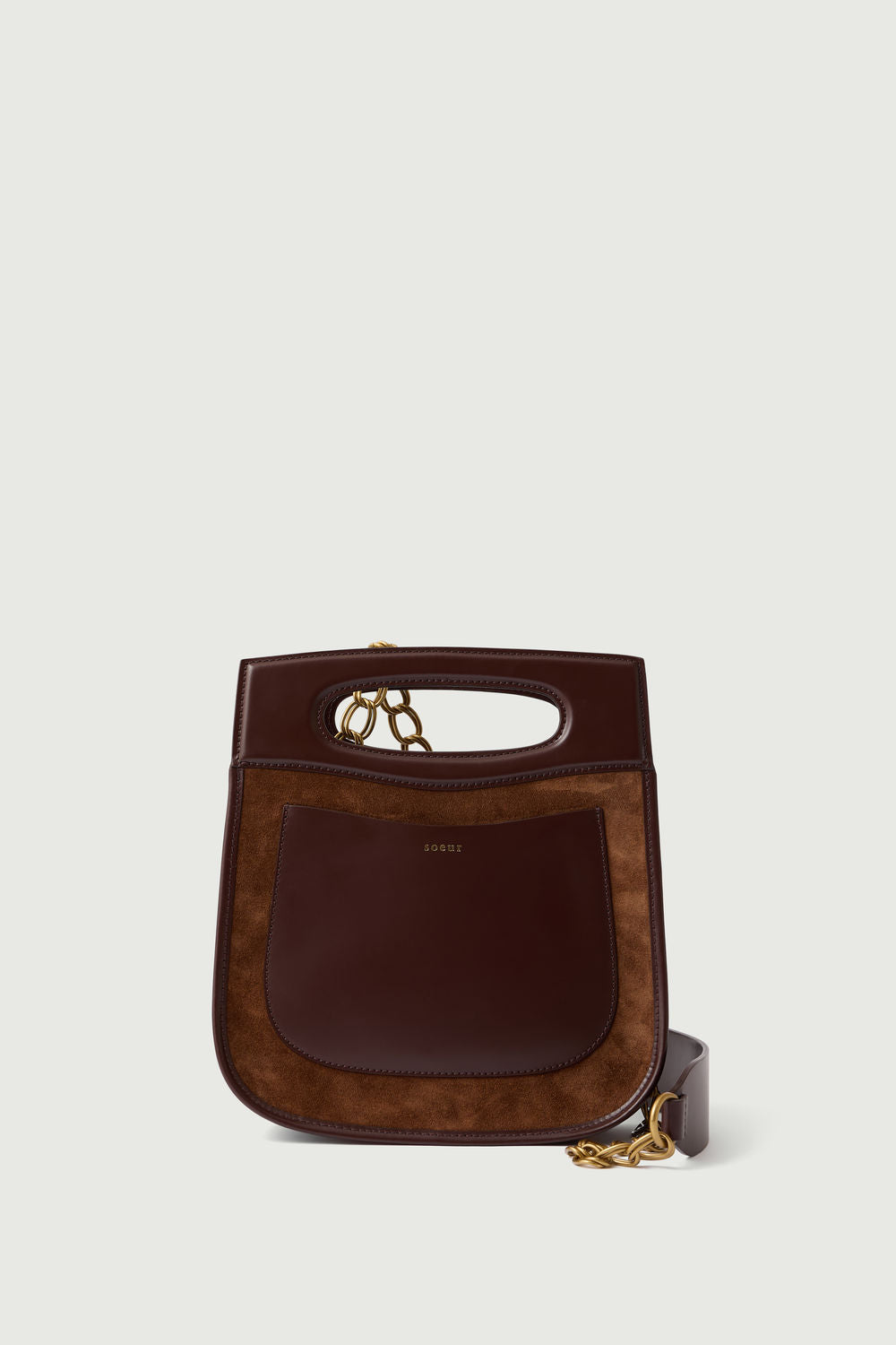 Sac bi-matière en croûte de cuir