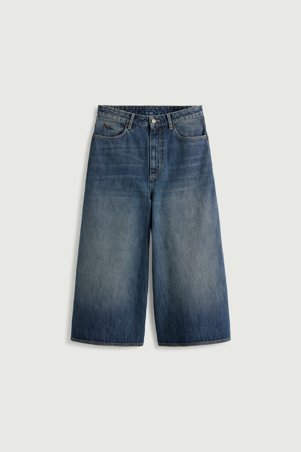 Jupe-culotte en denim délavé