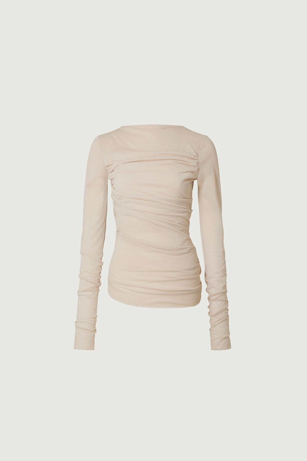 Tee-shirt manches longues en coton drapé