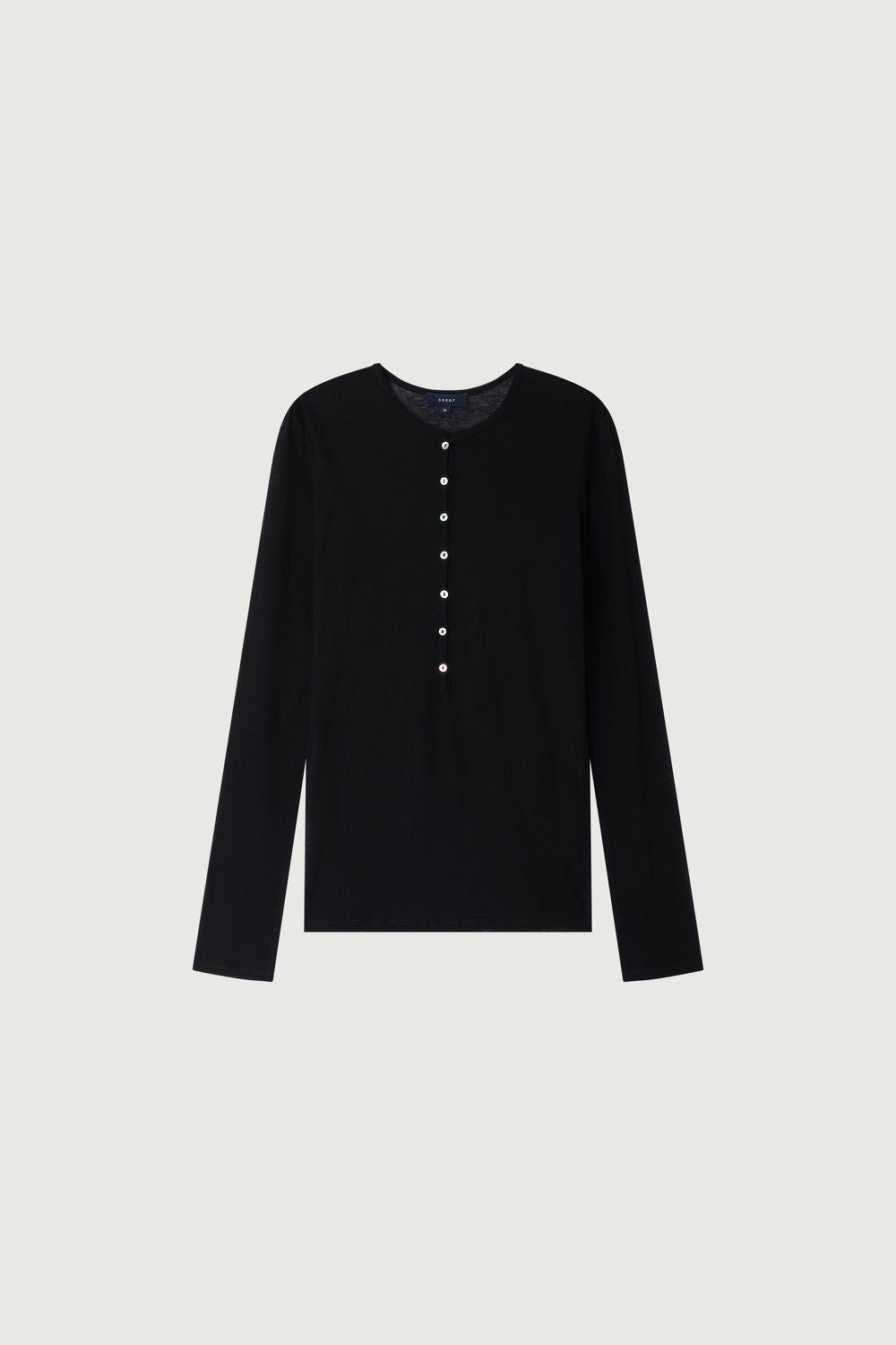 Tee-shirt boutonné à manches longues en jersey crêpe