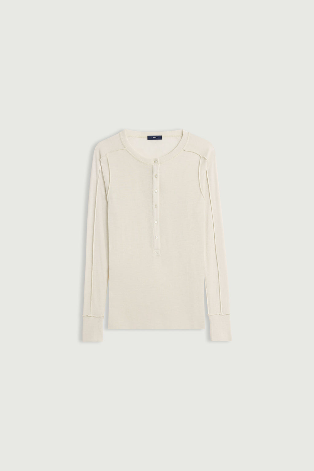 Tee-shirt Henley à coutures apparentes en laine flammée