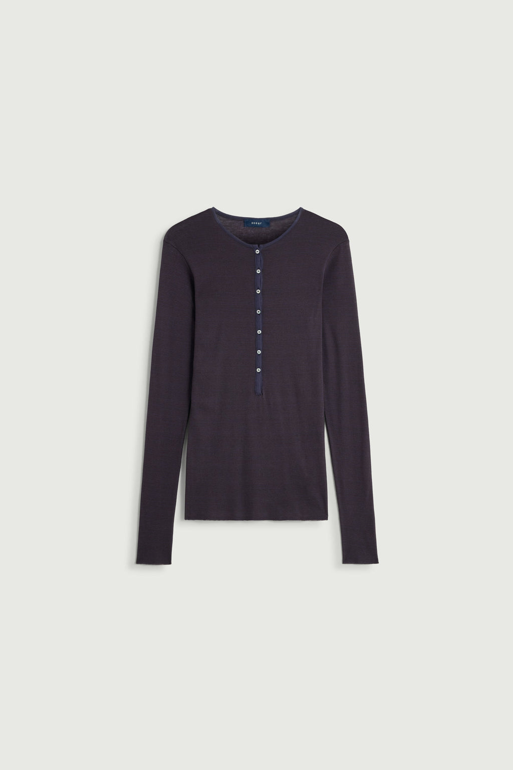 Tee-shirt boutonné à manches longues en jersey crêpe