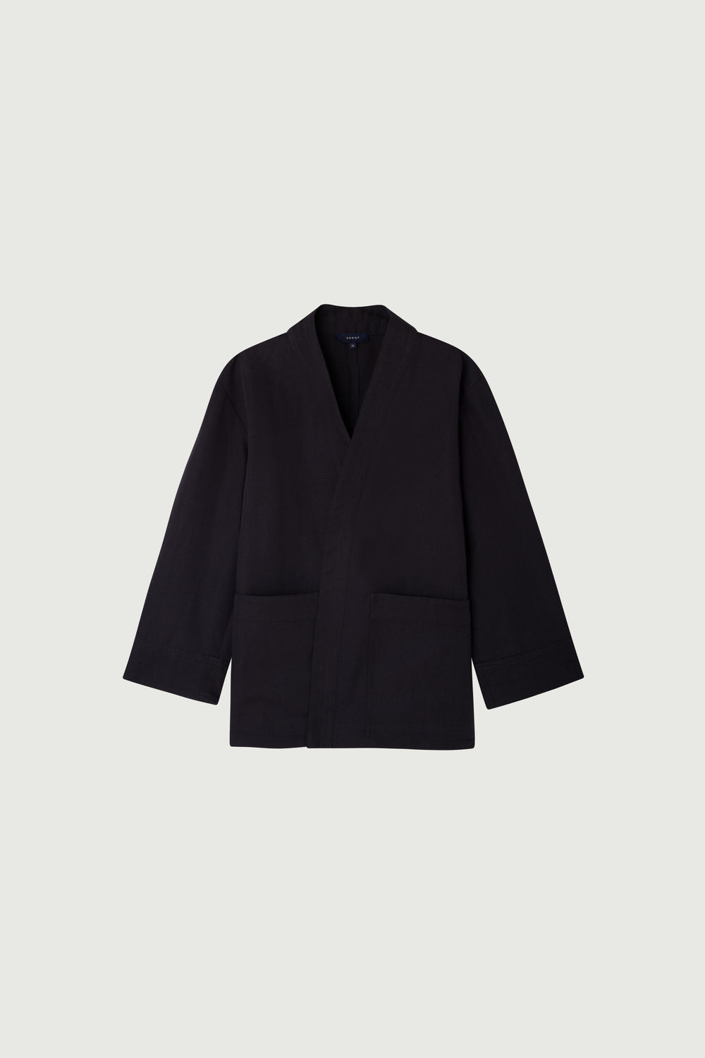 Veste kimono ceinturée en coton et lin
