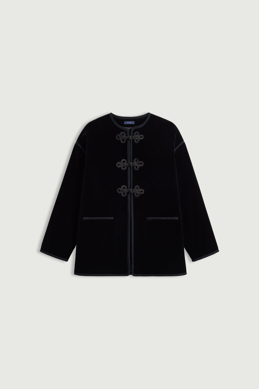Veste à brandebourgs en velours lisse