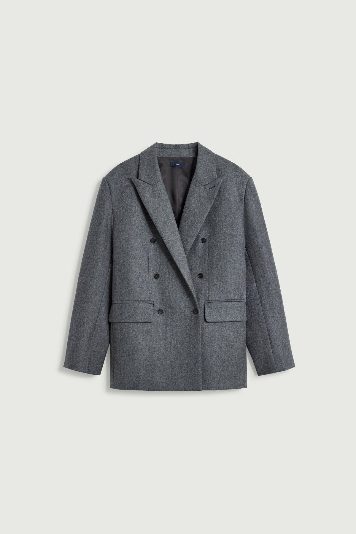 Veste oversize croisée en flanelle de laine