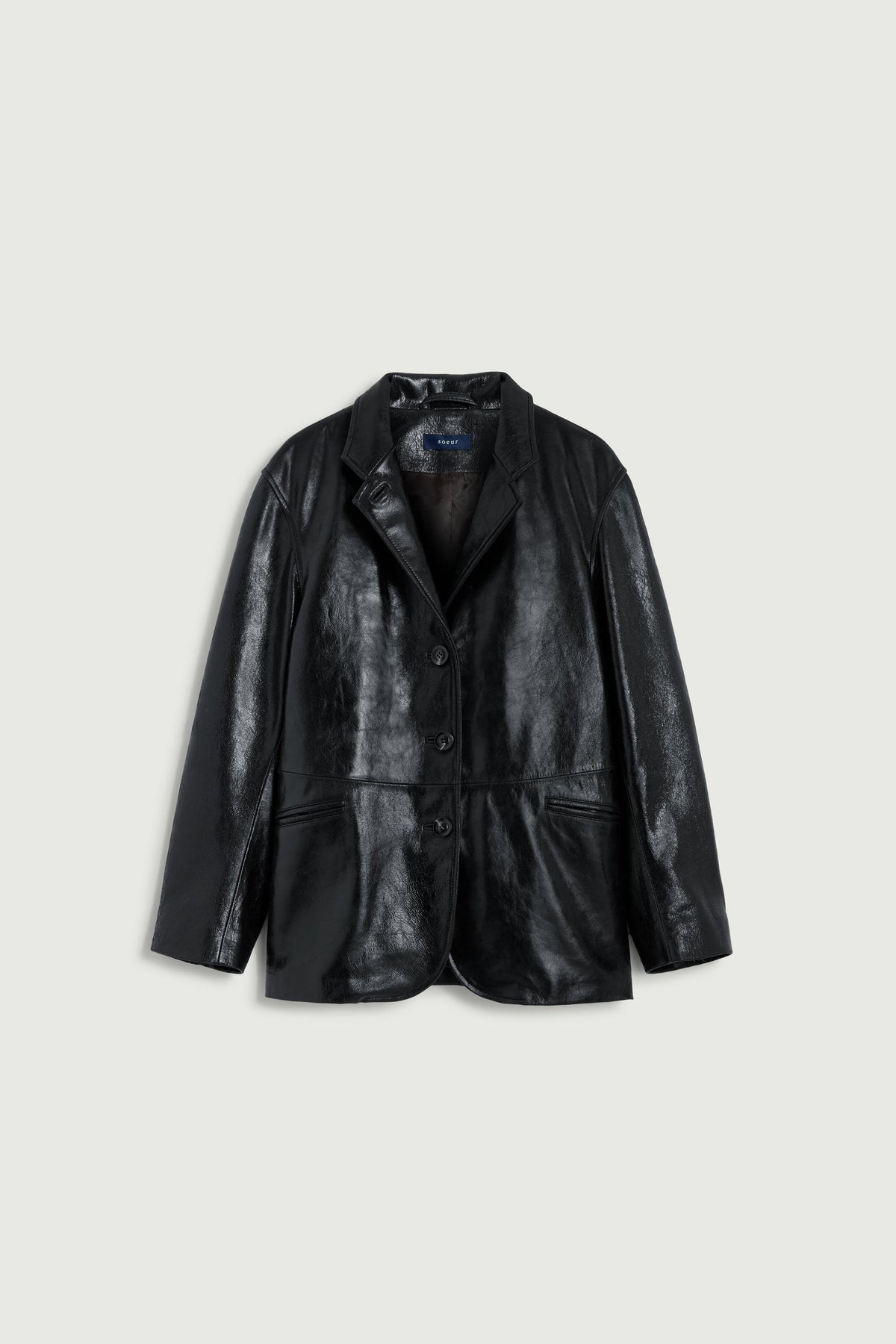 Blazer en cuir glacé vieilli