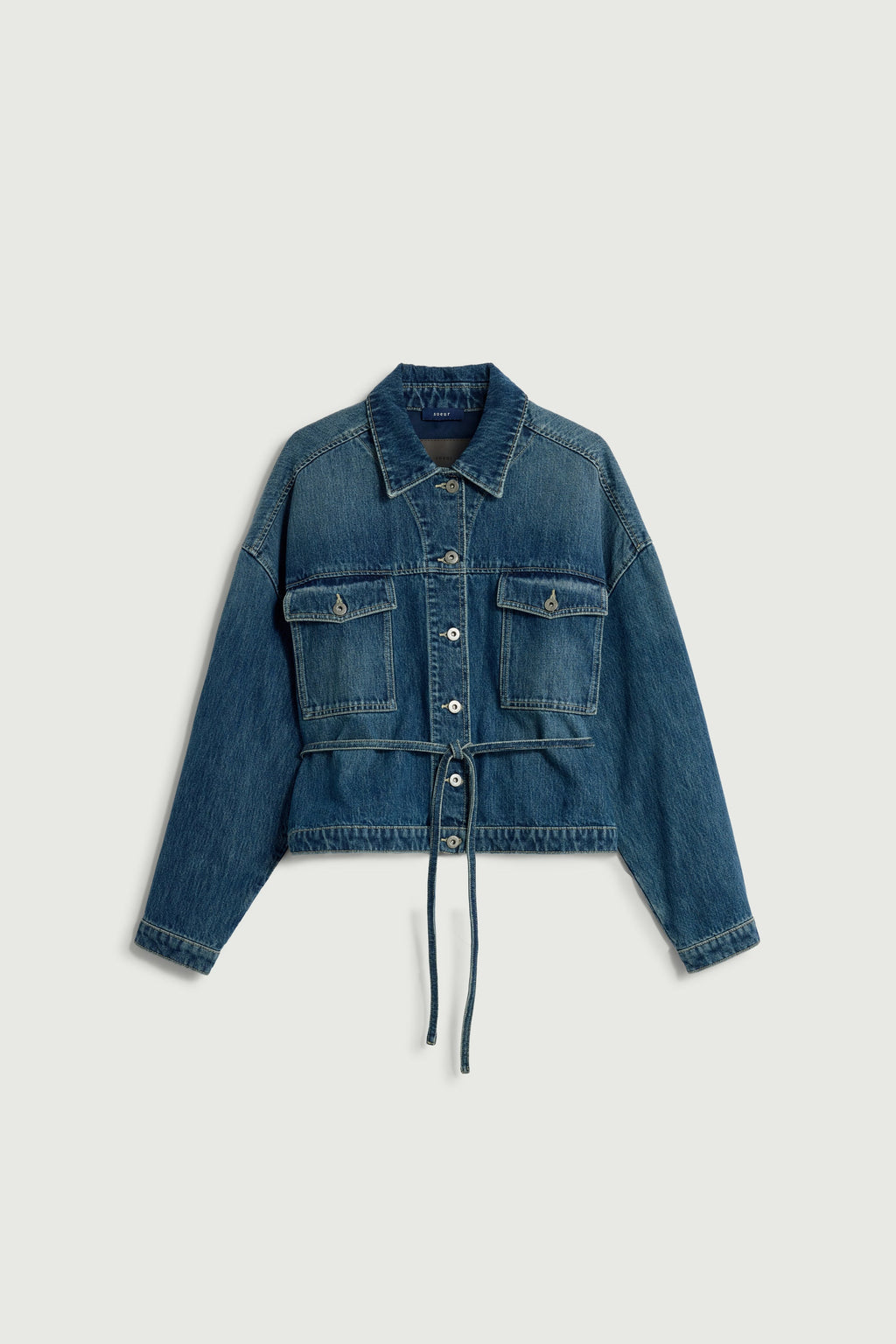 Blouson en denim ceinturé