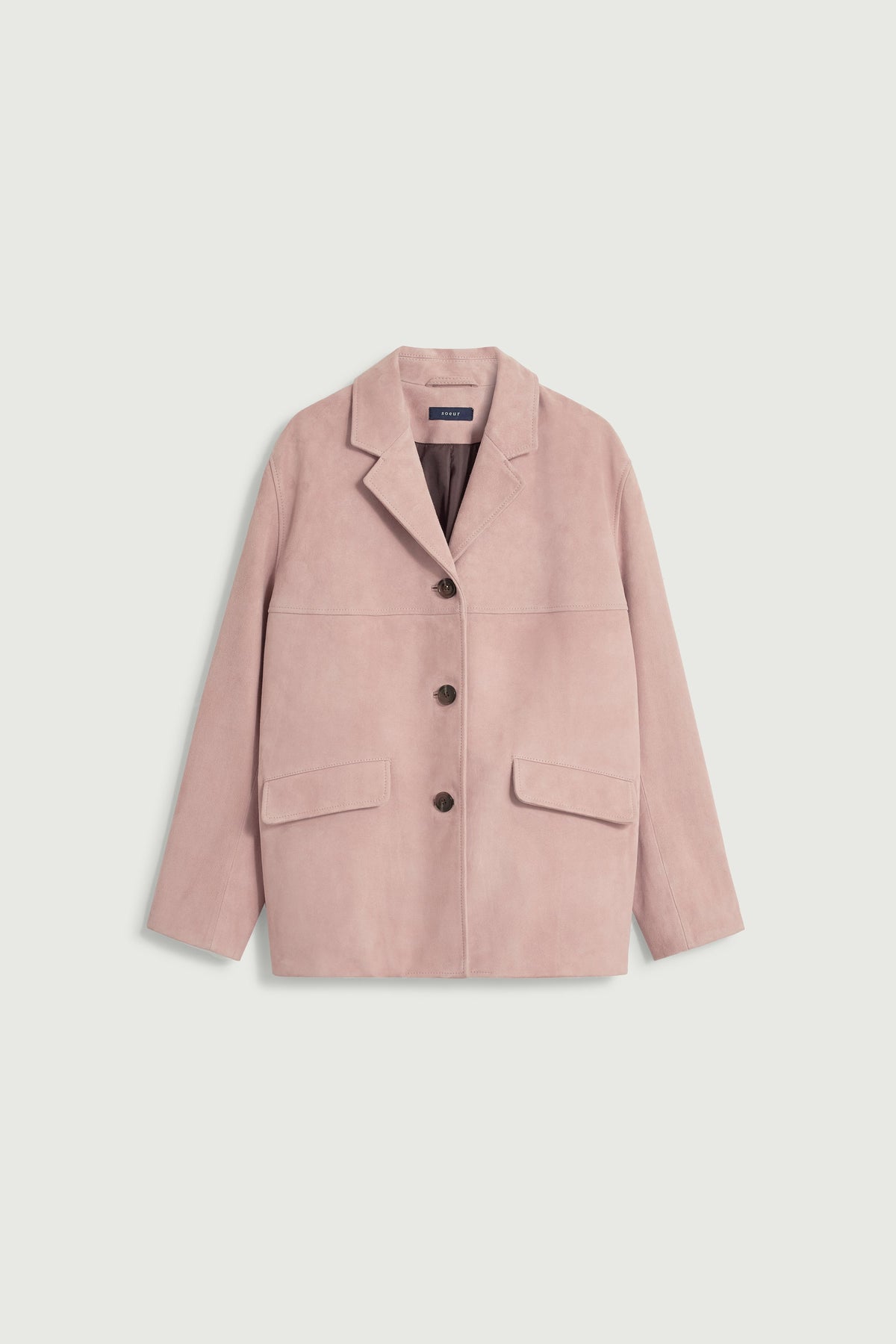 Veste boutonnée en croûte de cuir